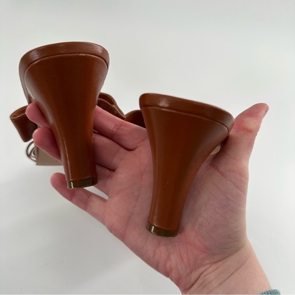 AM Ann Marino womens heels size 8 tan leather square toe slides vintage 80s 90s - Picture 10 of 13